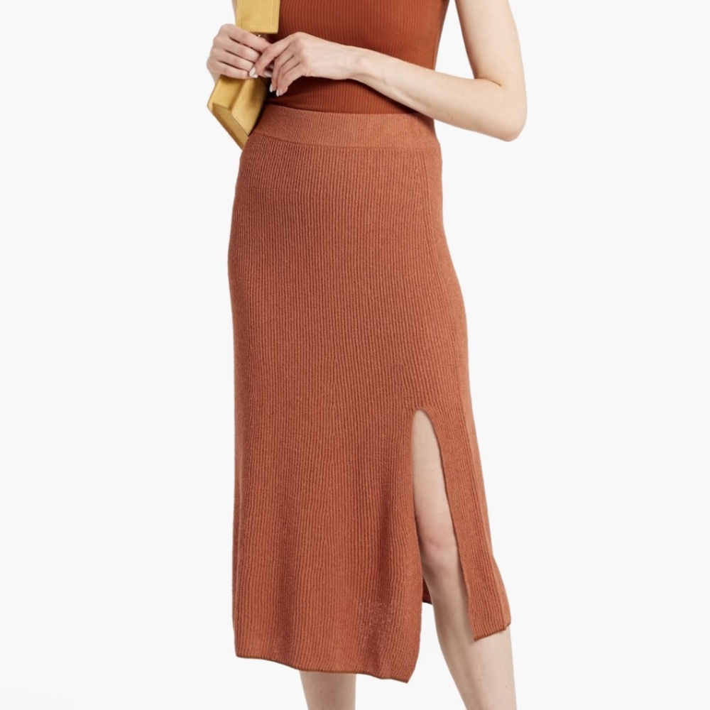 rag & bone Copper Soleil ribbed cotton-blend midi skirt
